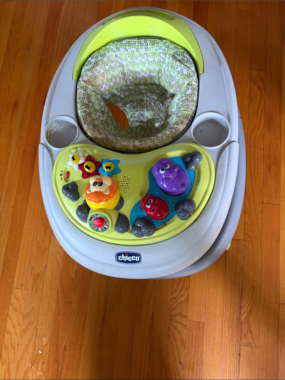 Chicco Lime Green and Gray Baby Walker with Interactive Toy Tray